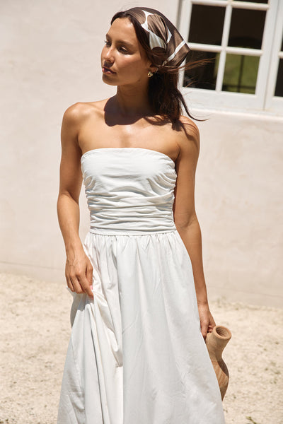 Deep Breaths Strapless Maxi Dress White