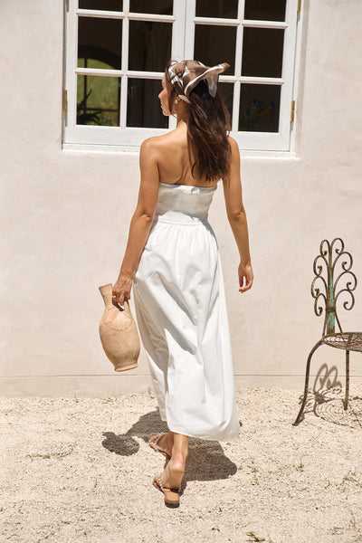 Deep Breaths Strapless Maxi Dress White