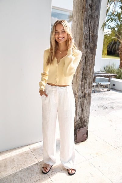 Chilly Days Ribbed Cardigan Top Yellow