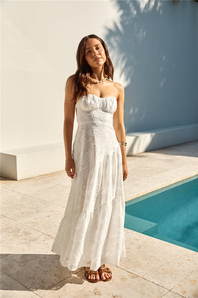 You and Me Strapless Maxi Dress White