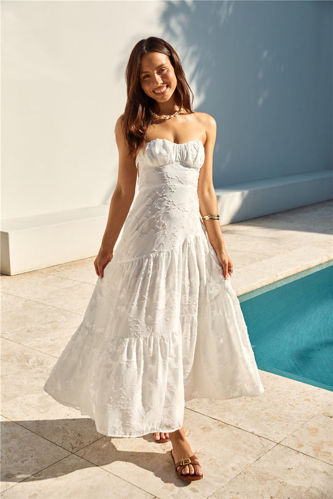 You and Me Strapless Maxi Dress White – Gabi Swimwear