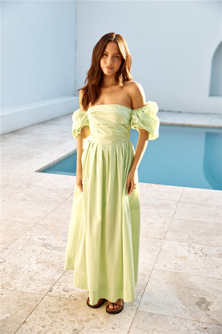 Bella Off-Shoulder Maxi Dress Green