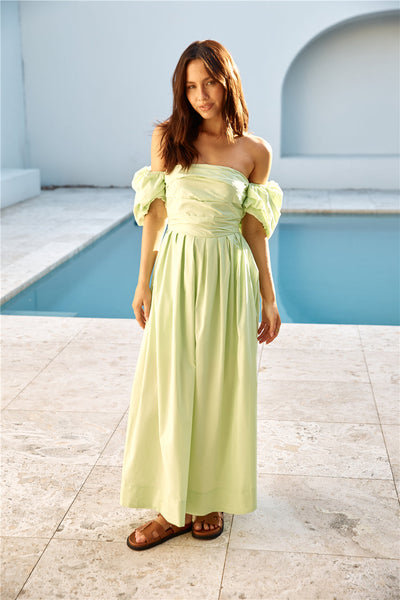 Bella Off-Shoulder Maxi Dress Green