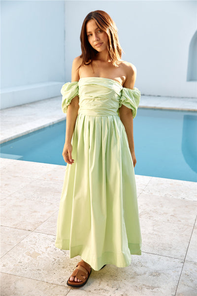 Bella Off-Shoulder Maxi Dress Green