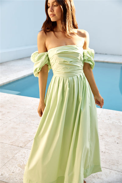 Bella Off-Shoulder Maxi Dress Green