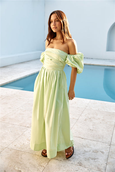 Bella Off-Shoulder Maxi Dress Green