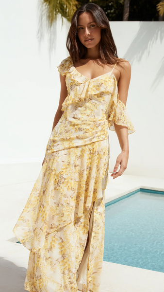 Summer Blossoms Maxi Dress Yellow