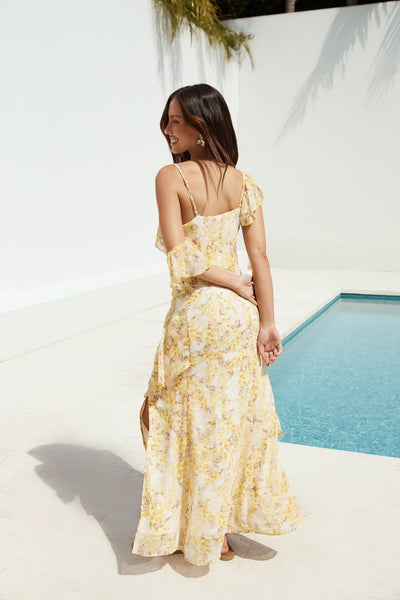 Summer Blossoms Maxi Dress Yellow