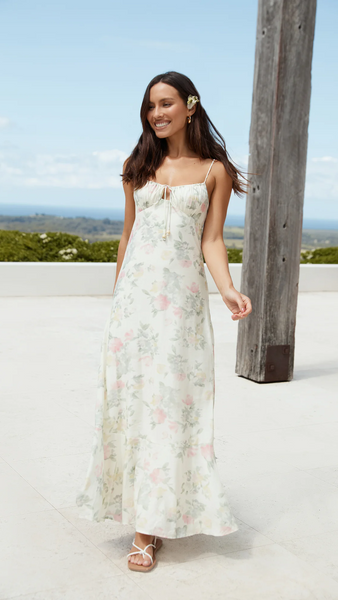 Rebekah Floral Maxi Dress Beige