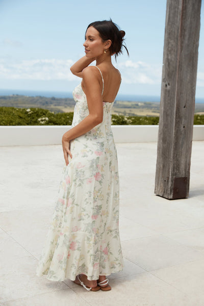 Rebekah Floral Maxi Dress Beige