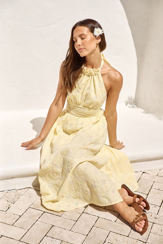 Fly Away Halter Maxi Dress Yellow