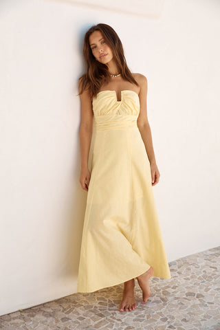 Sunshine Bliss Strapless Maxi Dress Yellow