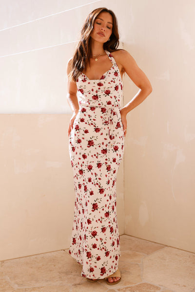 Pink Romanticise Halter Maxi Dress