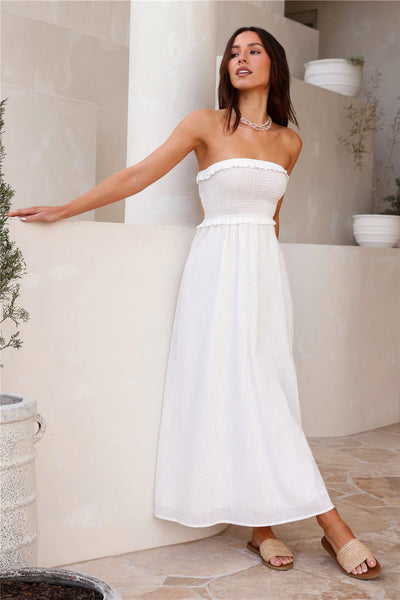 Island Time Strapless Maxi Dress White