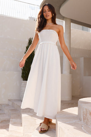 Island Time Strapless Maxi Dress White