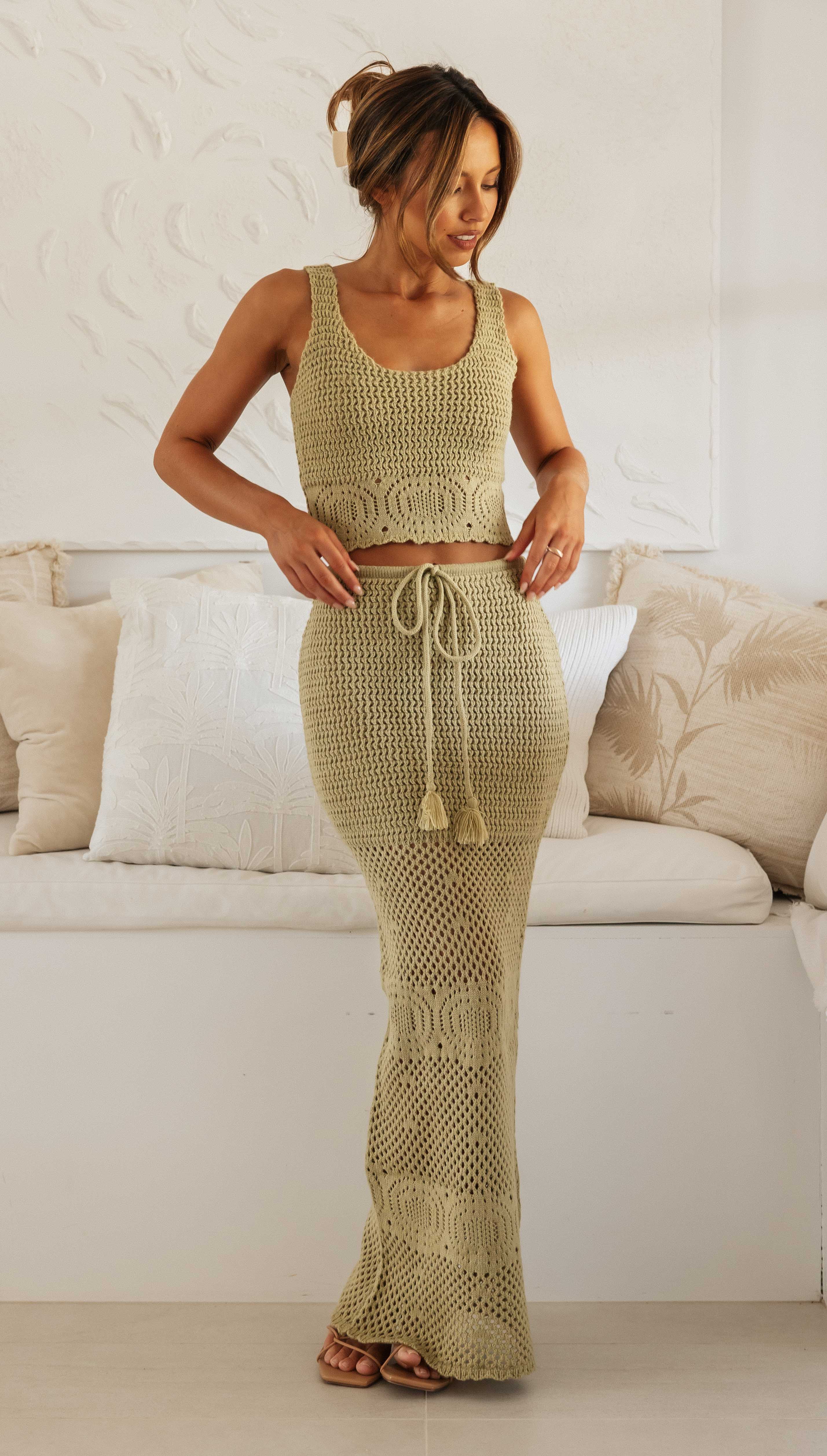 Della Crochet Skirt (Olive)