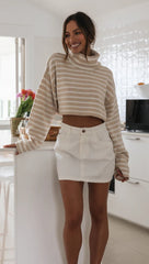 Sand Striped Knit Sweater