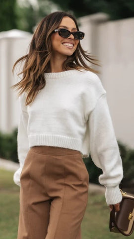 Coconut Knit Crop Sweater