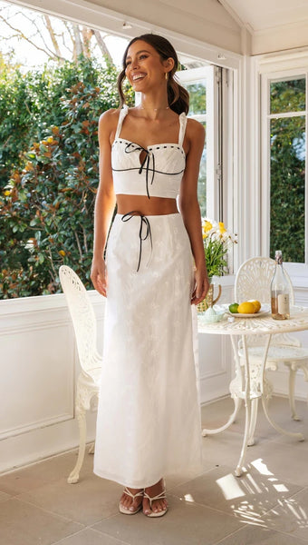 White Front-Tie Crop Top