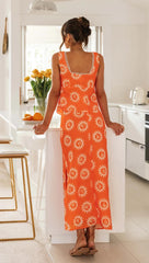 Orange Floral Midi Skirts