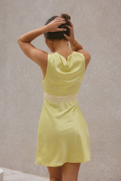 Calista Satin Mini Dress Yellow