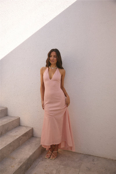 Rosetta Halter Maxi Dress Pink