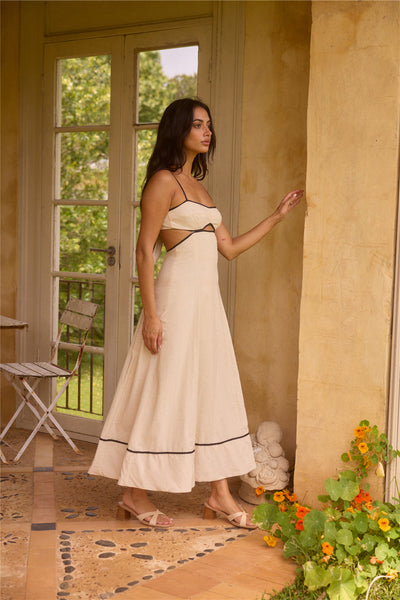 Floating Orchid Maxi Dress White