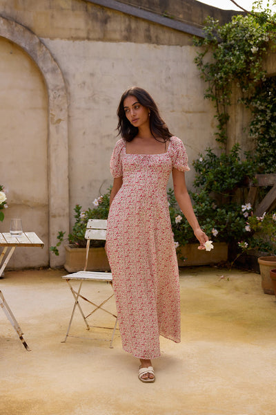 Luminous Dreams Floral Maxi Dress Pink