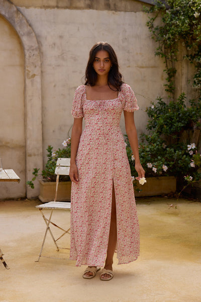 Luminous Dreams Floral Maxi Dress Pink