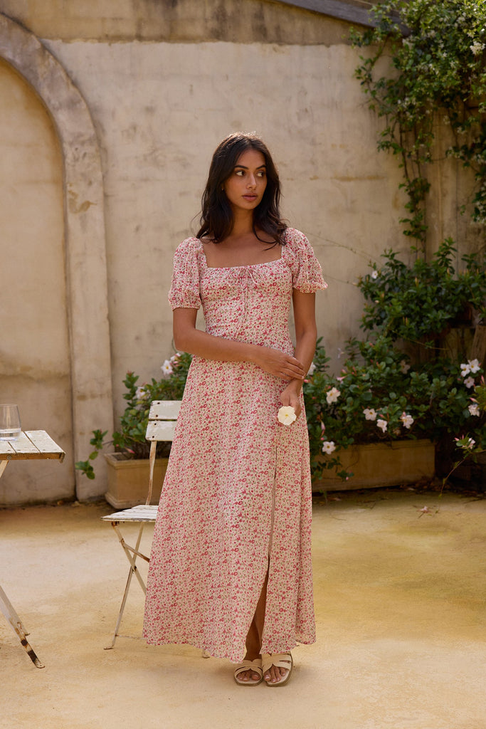 pink dream garden maxi dress Crystal Collar A Line Maxi Dress Pink