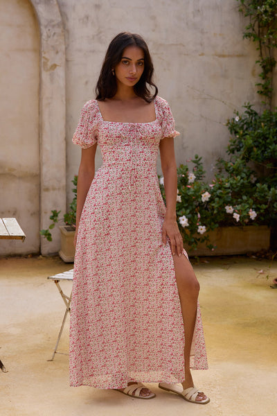 Luminous Dreams Floral Maxi Dress Pink