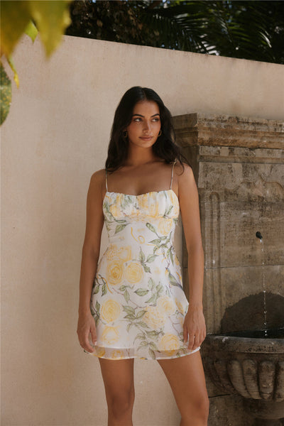 Talia Floral Mini Dress Yellow