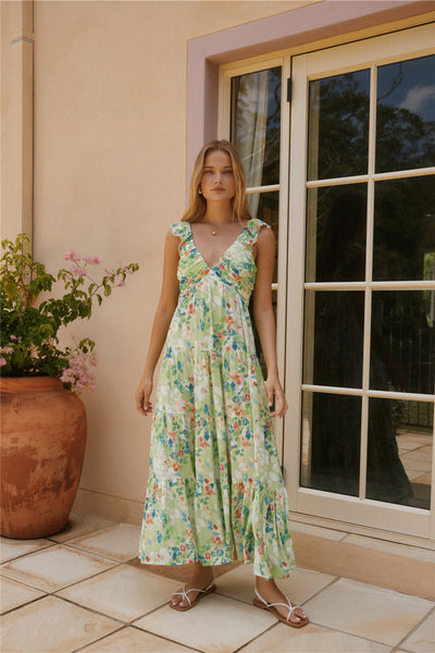 Softly Blooming Maxi Dress Green