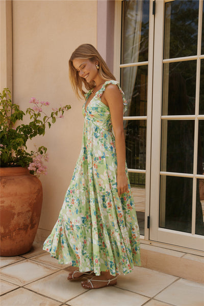 Softly Blooming Maxi Dress Green