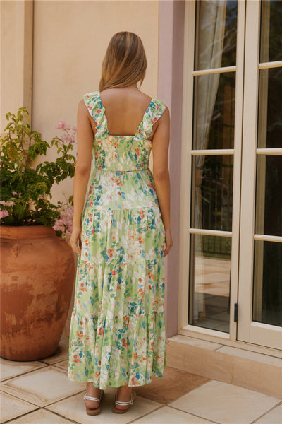 Softly Blooming Maxi Dress Green