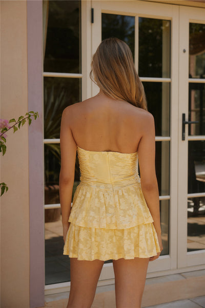 Soft Horizon Strapless Mini Dress Yellow