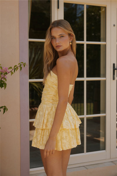 Soft Horizon Strapless Mini Dress Yellow