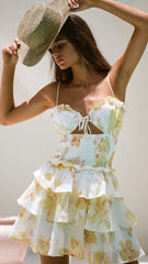 Yellow Floral Slip Mini Dress