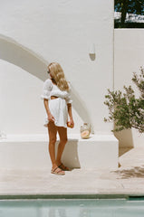 White Cutout Waist Mini Dress