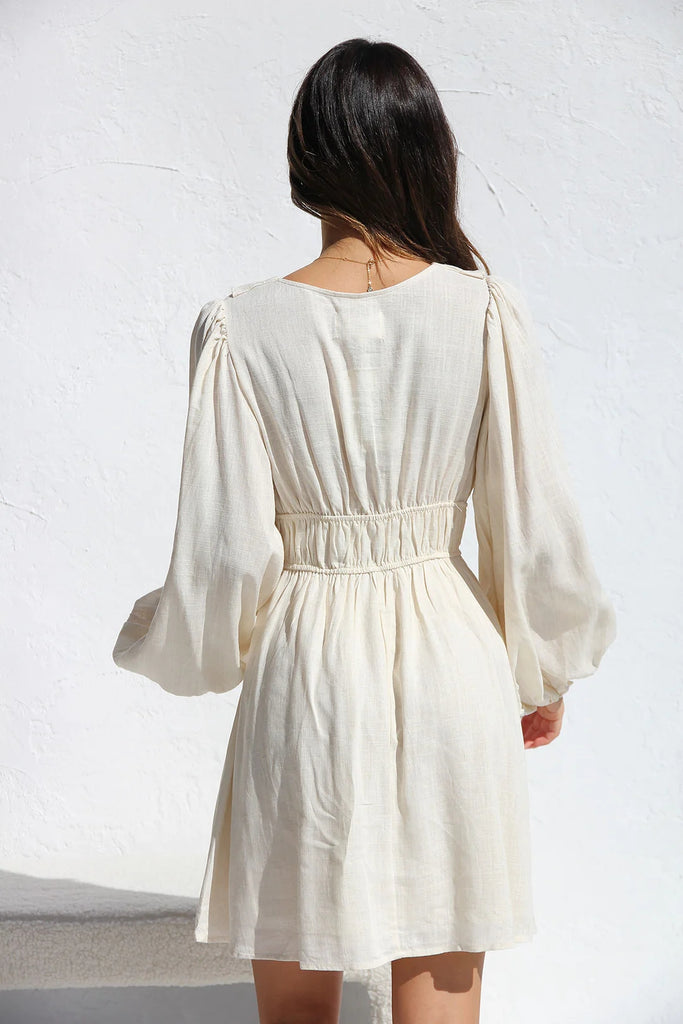 Beige Long Sleeves Mini Dress Gabi Swimwear Beige Long Sleeves Mini Dress Gabi Swimwear