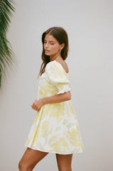 Lime Button Trim Mini Dress