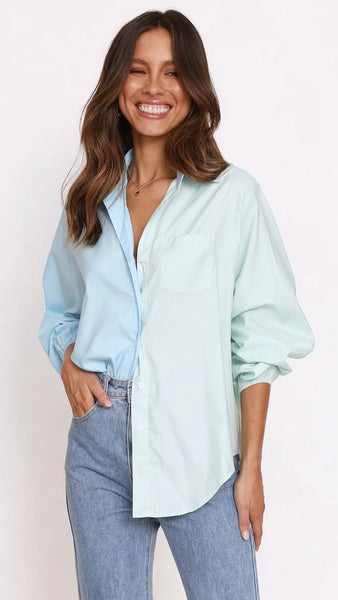 Blue Green Button Down Shirt