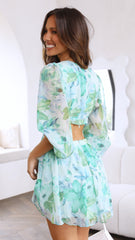 Ayda Mini Dress - Green Floral