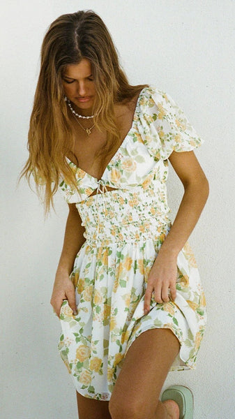 Yellow Floral Mini Dress