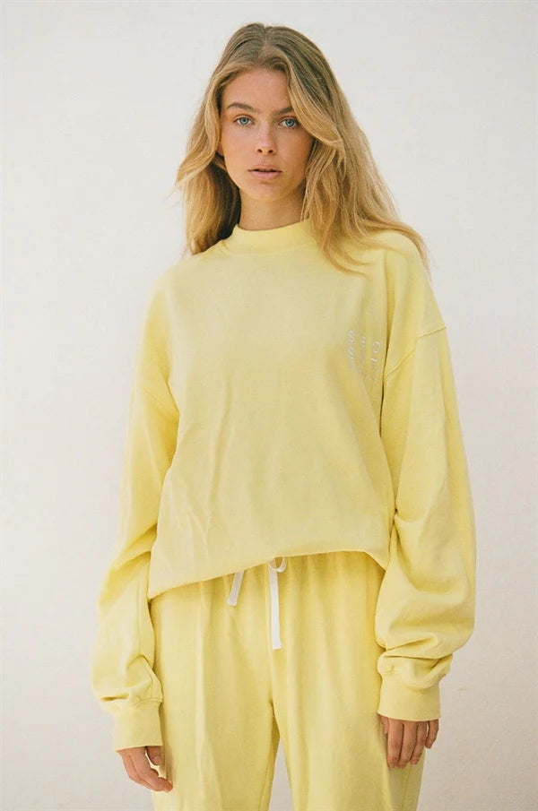 Yellow Oversized Solid Sweatshirt