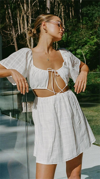 White Front-Tie Crop Top