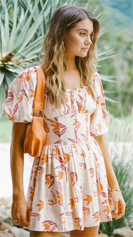 Orange Floral Mini Dress