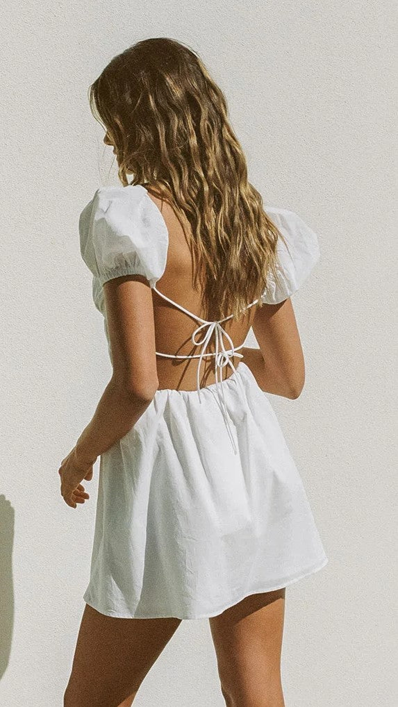 White Backless Mini Dress