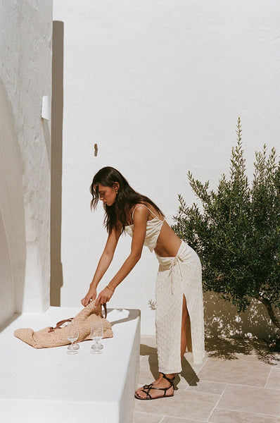 White Halter Crop Top