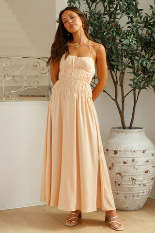 Heavenly Endeavours Satin Maxi Dress Peach